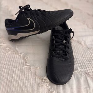 Nike Black Athletic Shoes Indoor Soccer with Knit Material and Firm Sole